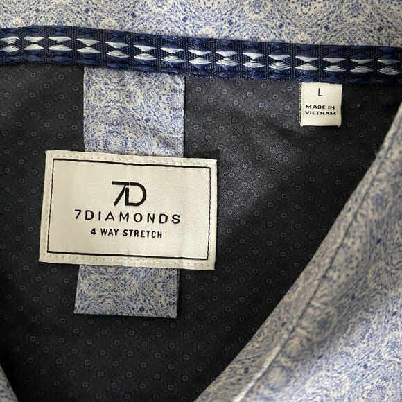 7 Diamonds Shirt Mens L Liberty 4 Way Stretch Performance Button Up Short Sleeve - Picture 3 of 11